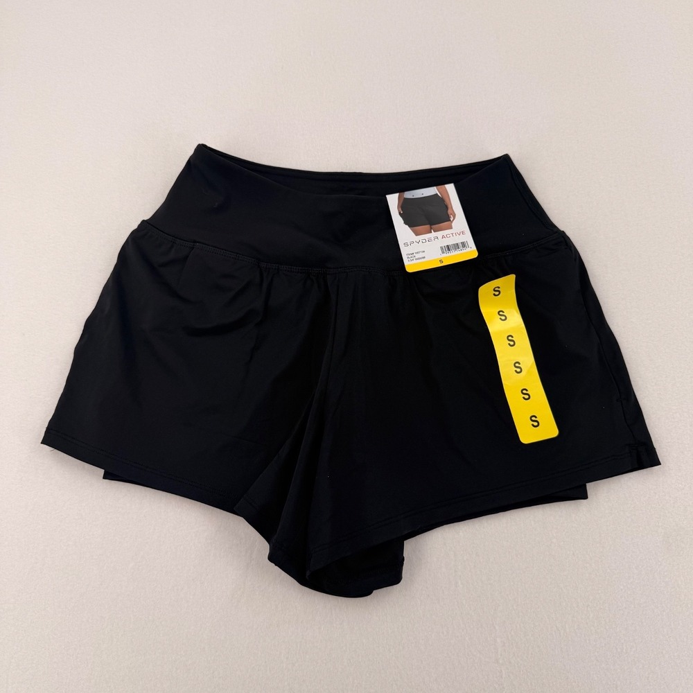 Spyder Active Women's Flutter Running Short with Pockets Black Sz S New